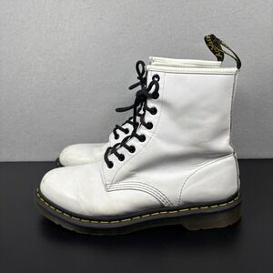 Doc Dr. Martens Air Wair 1460/ 25057 Softy White Leather Combat Boots Women's 10
